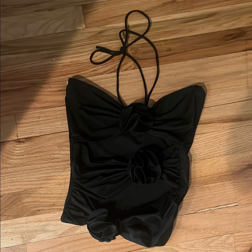 Elegant Black Halter Crop Top